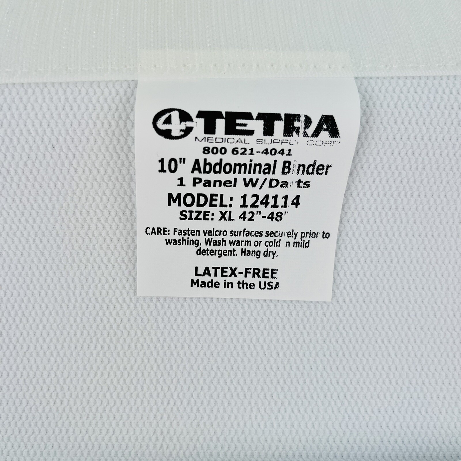 Abdominal Binder 10″ X-Large Single Panel W/Darts White Tetra, 124114
