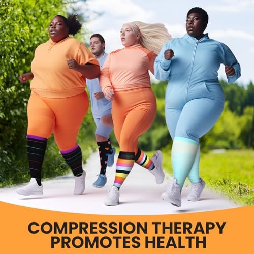 8 Pairs Plus Size Wide Calf Compression Socks for Women 3X-Large Stylish Style