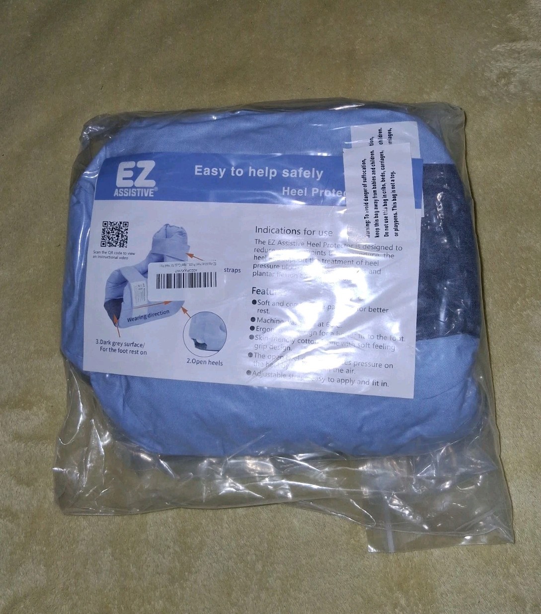 EZ Assistive Heel Protector Boot for Pressure Sores Adjustable Soft Cotton