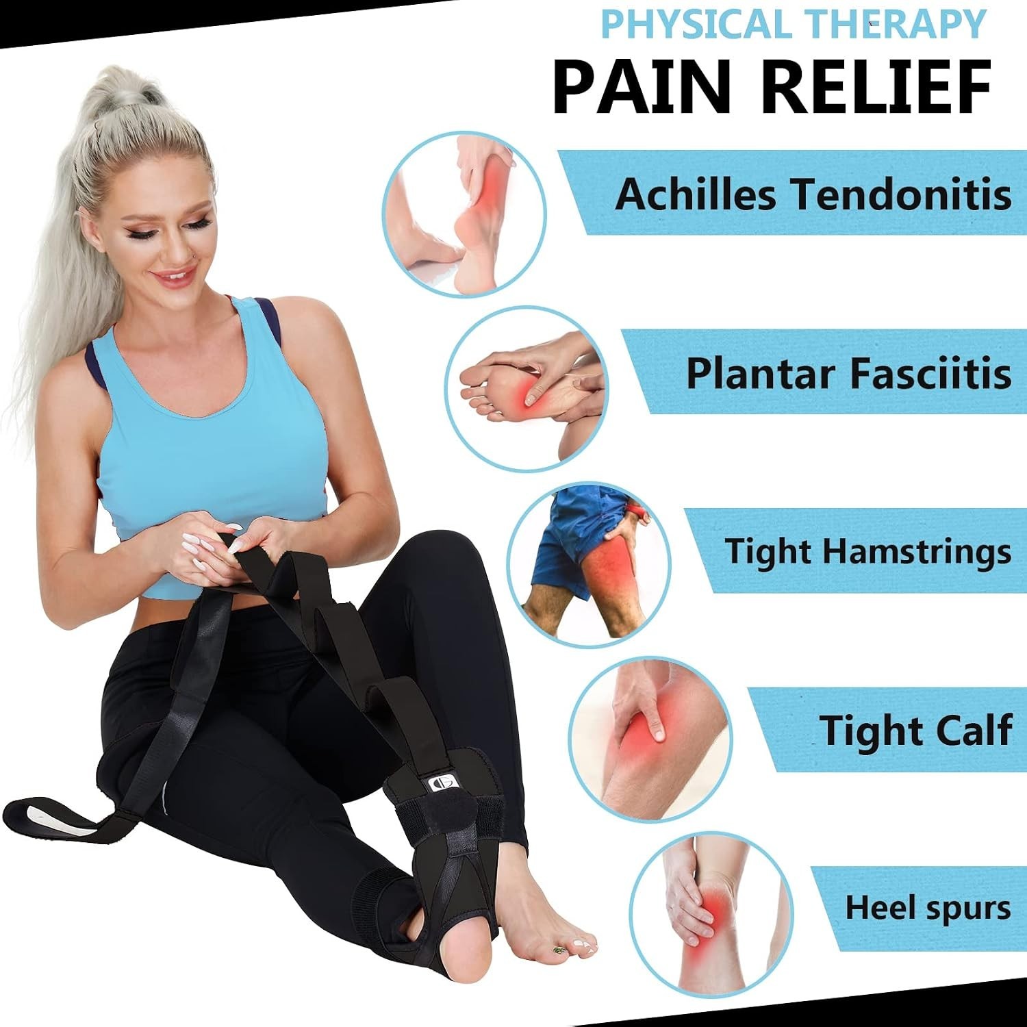 Ergonomic Foot & Calf Fascia Stretcher for Plantar Fasciitis Relief – Black