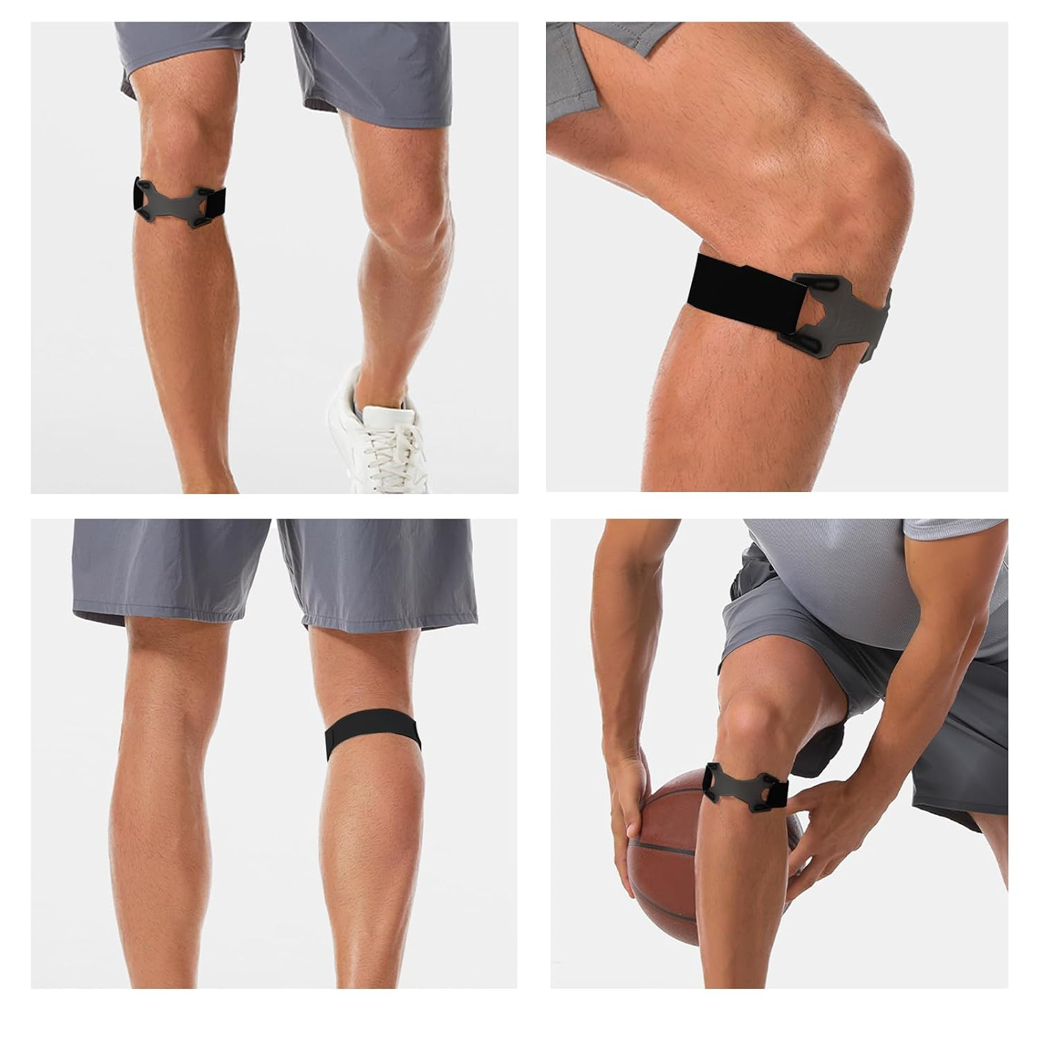 2 Pack Patellar Tendon Support Strap,Adjustable Silicone Patella Knee Strap for