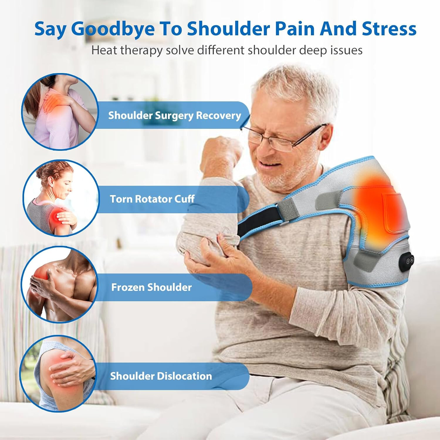 ✅ Heated Left Right Shoulder Brace Wrap Electric Heating Pad Therapy Pain Relief