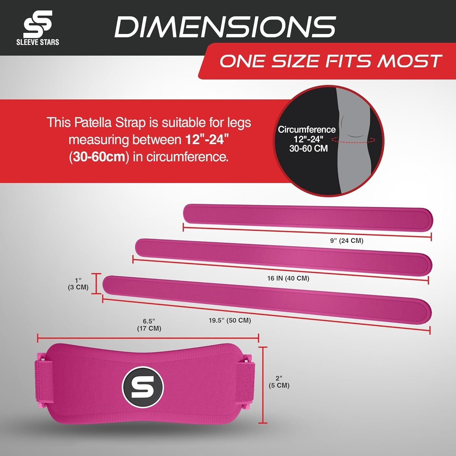 Comfortable Patellar Tendon Support Strap for Arthritis & Pain Relief – Hot Pink