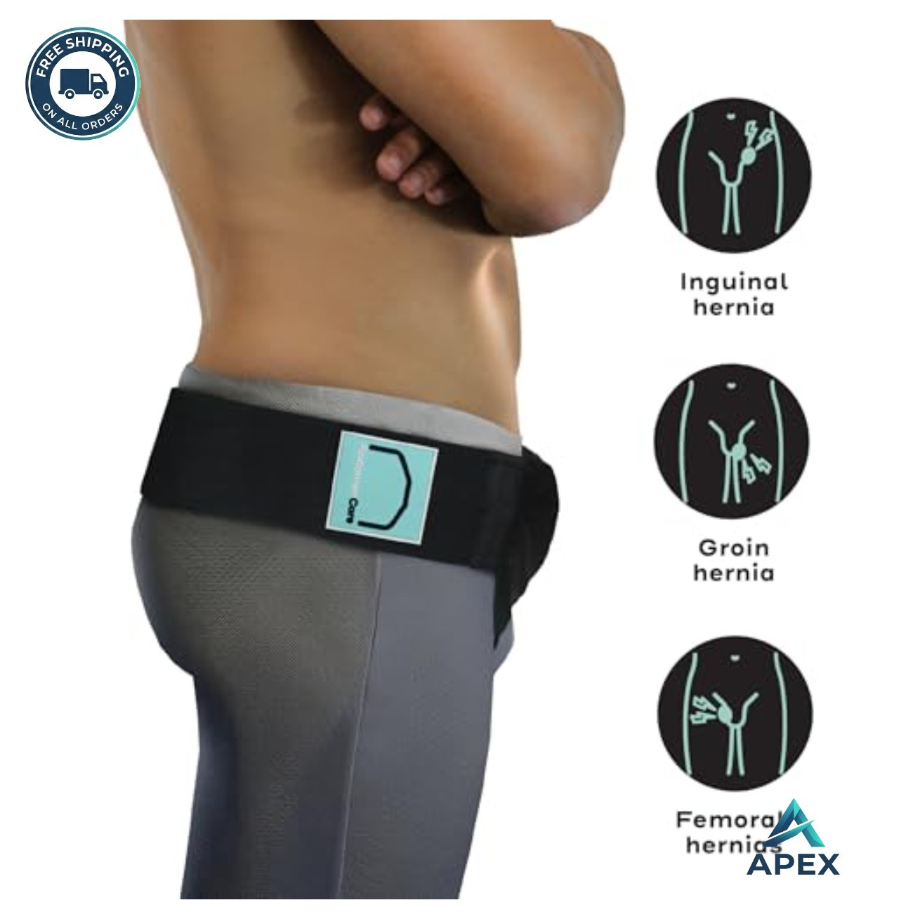 Inguinal Hernia Support Belt with 2 Compression Pads for Men Women Left Right