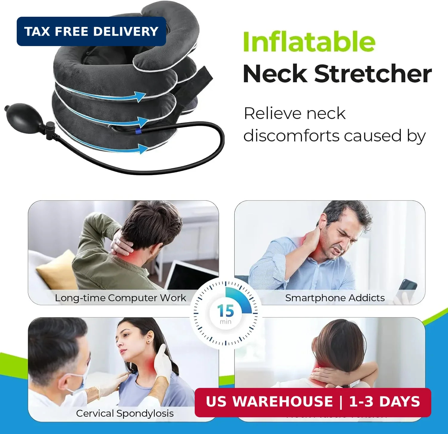 Inflatable Neck Stretcher for Cervical Traction, Cervical Stretcher with 3