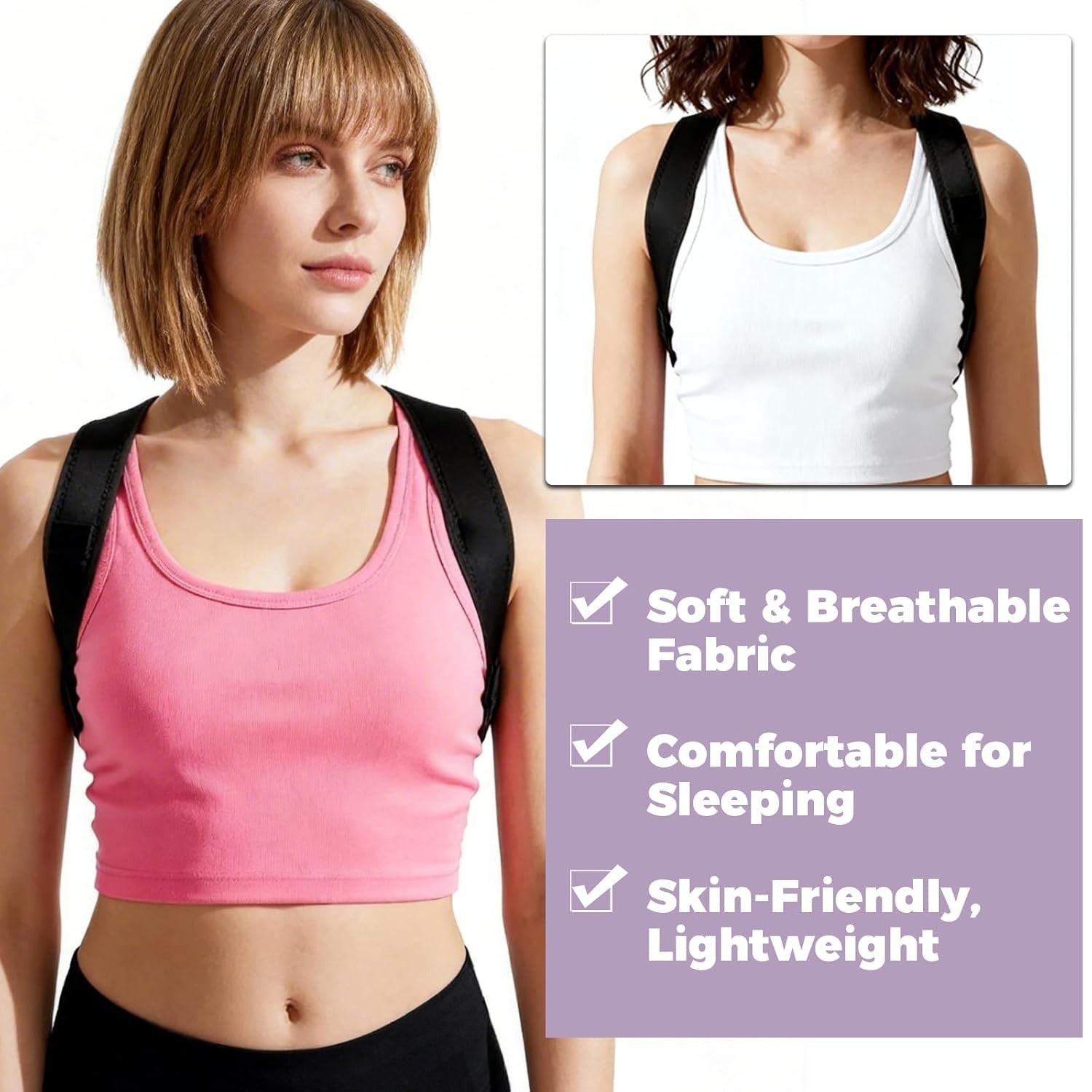 2PCS Posture Corrector Set,Nighttime Posture Brace Sleeping and Adjustable Ba…