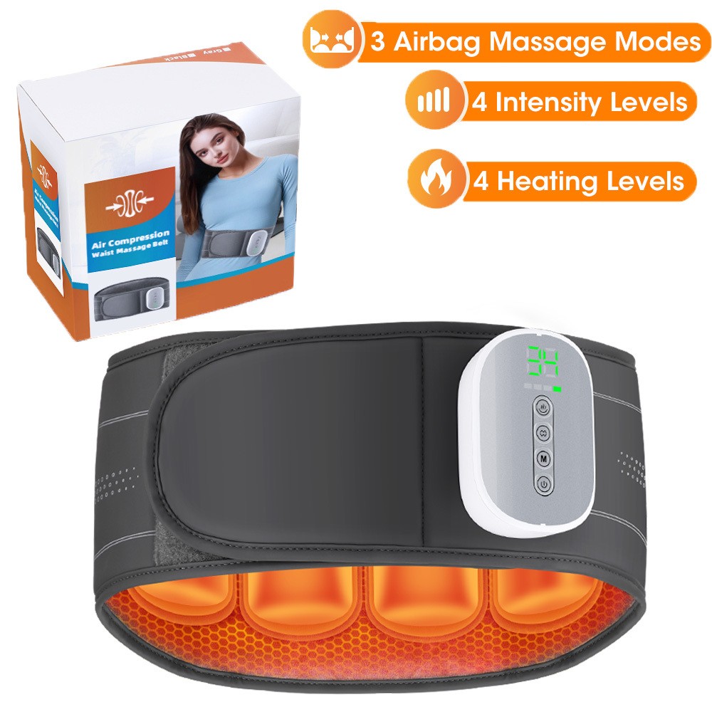 Cordless Heated Back Brace Massager Wrap Lumbar Decompression Belt Massager