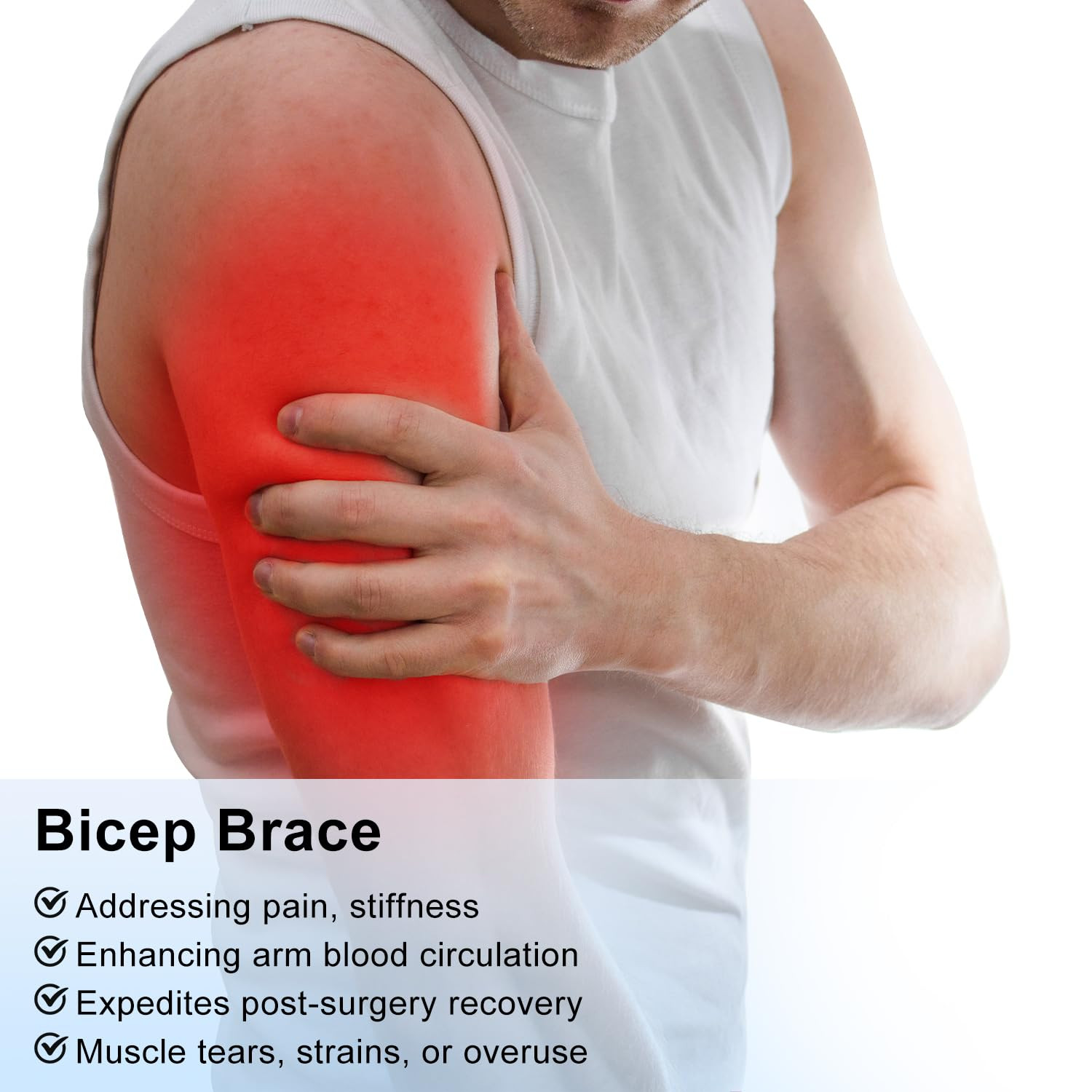 Bicep Tendonitis Brace Compression Sleeve Support, Comfortable Upper Arm Tricep