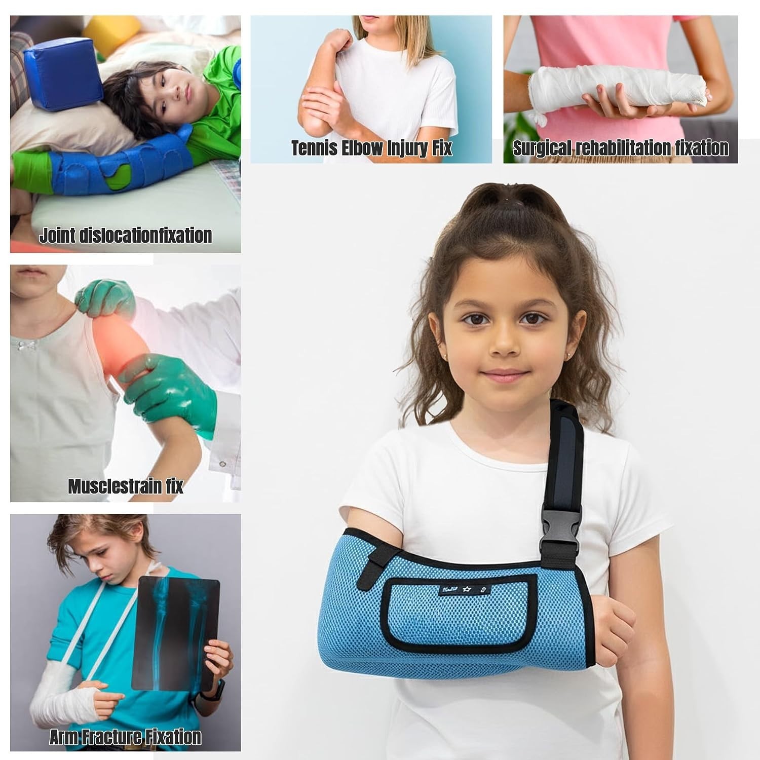 Adjustable Kids Arm Sling – Lightweight Breathable Shoulder Immobilizer in Blue