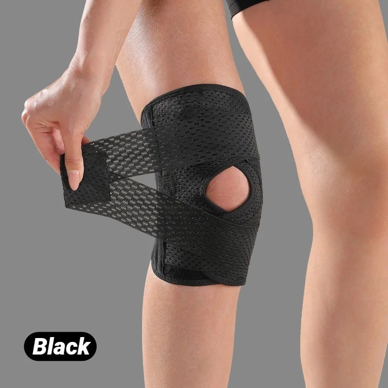 Large Knee Support Brace Compression Sleeve Elastic Sports Knee Pad Black