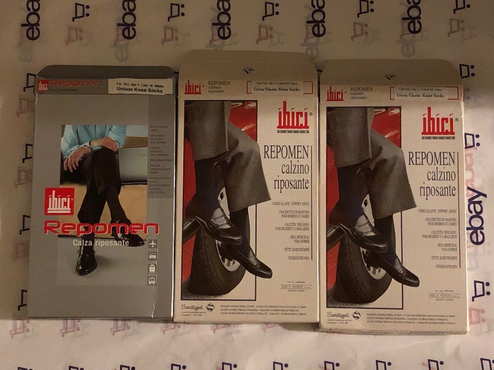 Lot of 3 – Ibici Men’s White Knee Dress Socks 16-20mm/Hg Compression