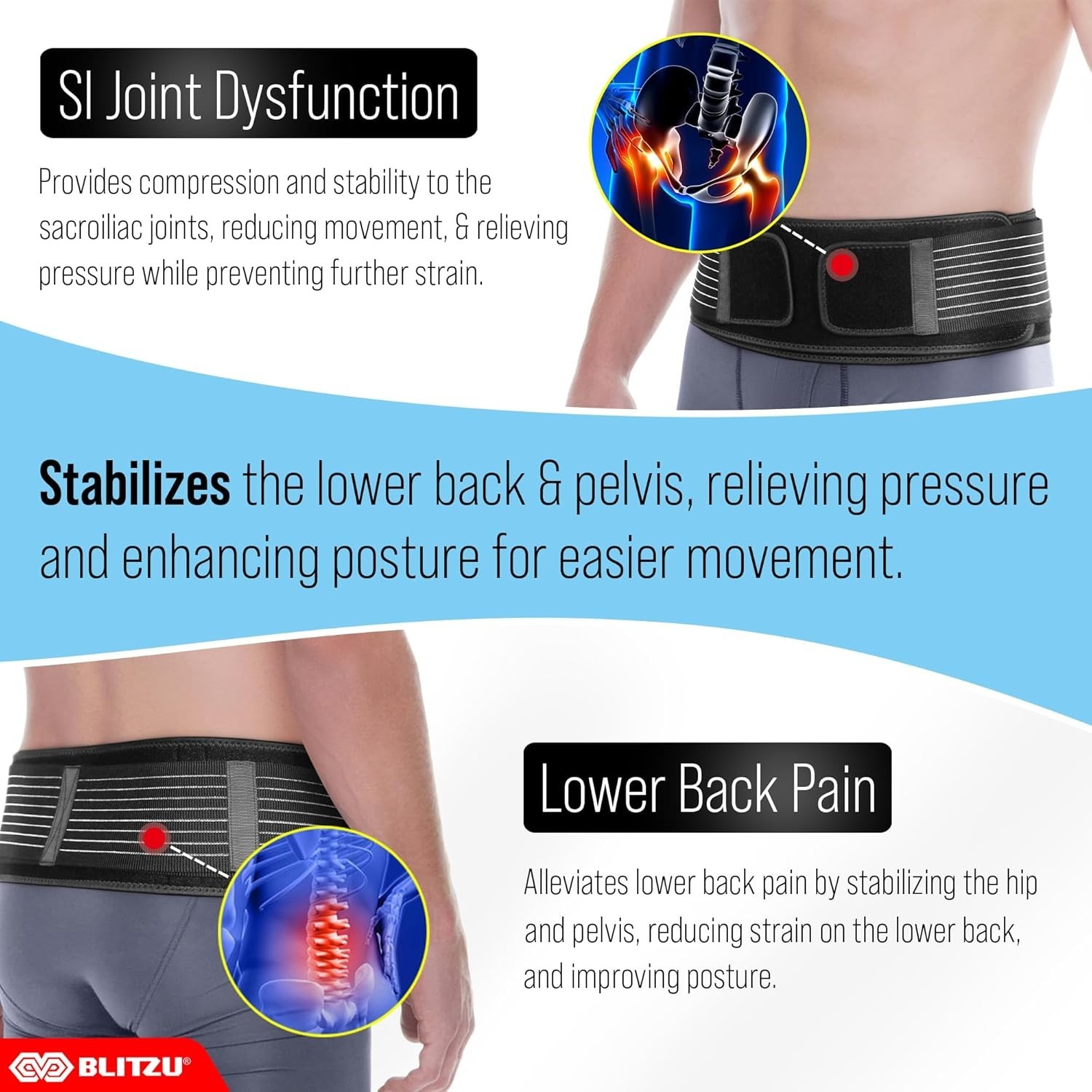 Ergonomic SI Joint Hip Belt for Optimal Comfort & Sciatica Relief – S-M Size