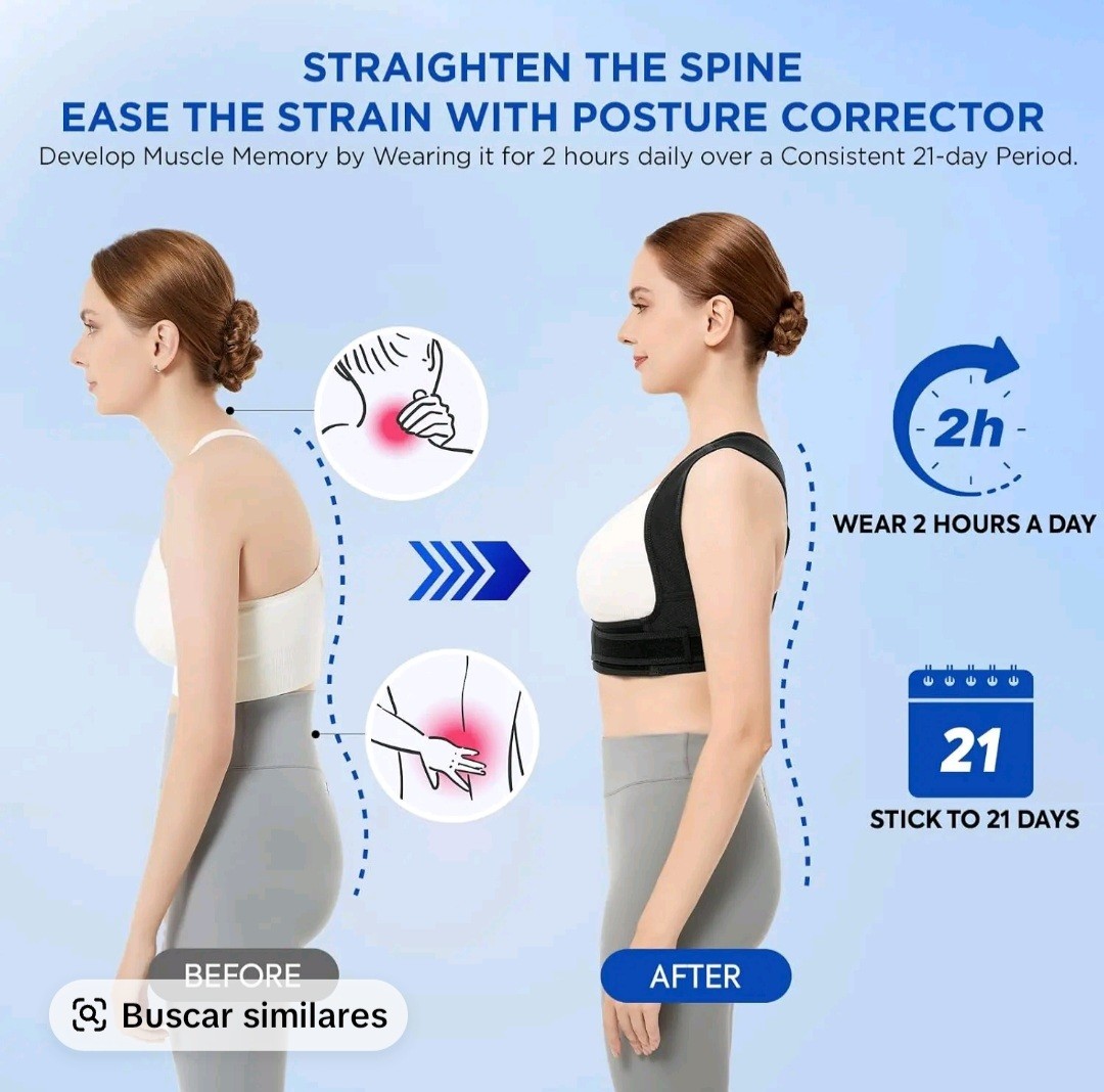 Vicorrect Adjustable Ergonomic Posture Corrector Black L/XL Back Shoulder
