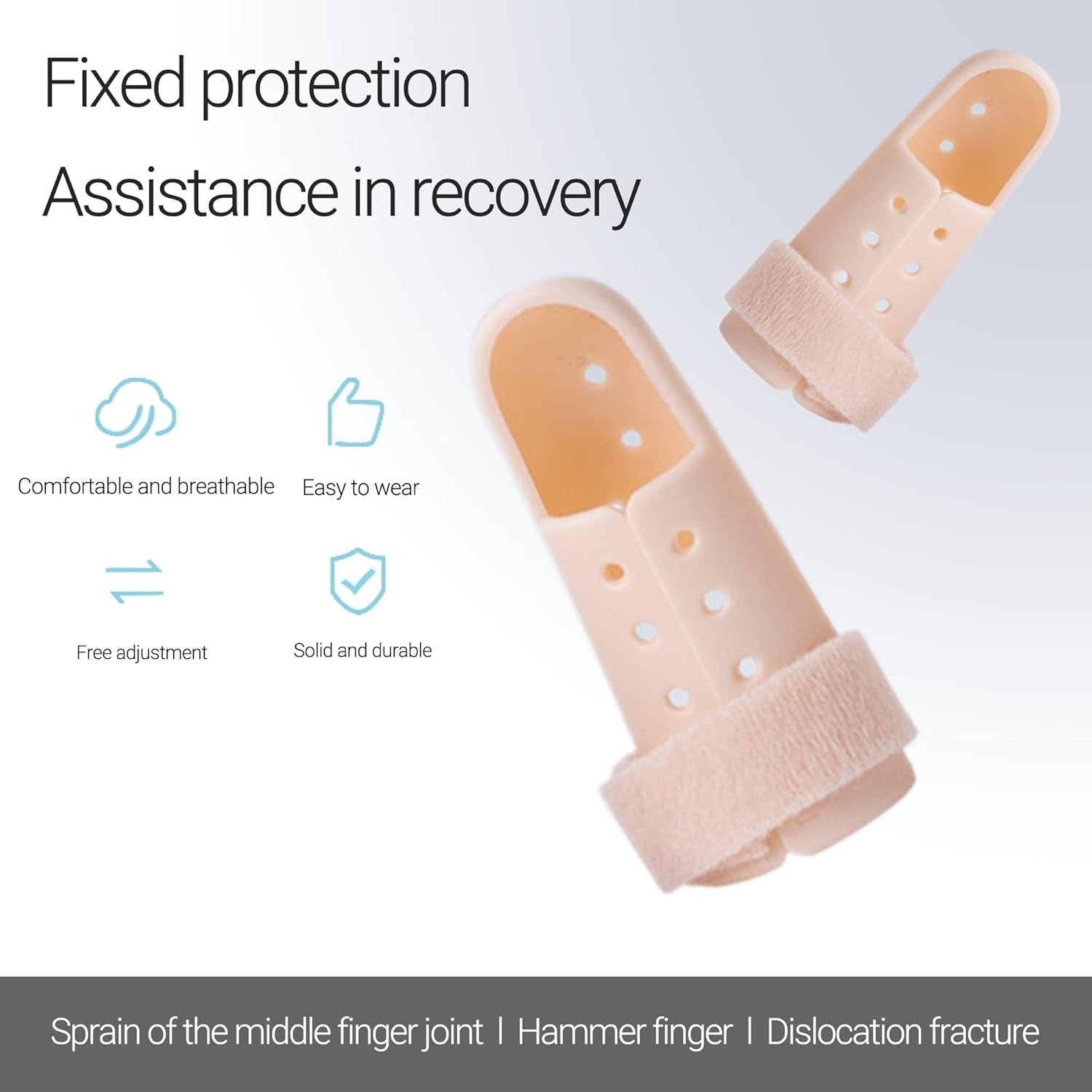 6 Size/6 Pcs Finger Splint Mallet, Support Finger Splint Brace Plastic Protector