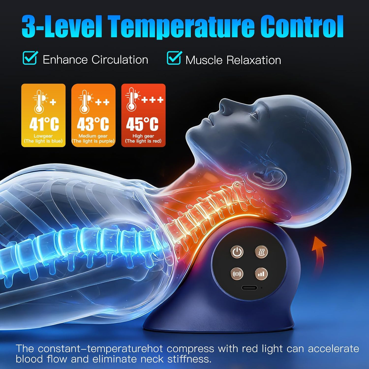 2026 Heated Neck Stretcher for Neck Pain Relief, Cervical Traction Device with 3