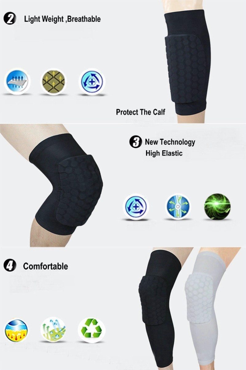 HONEY PADS SPORT SLEEVE KNEE SUPPORT BRACE BASKETBALL ELASTIC COMPRESSION