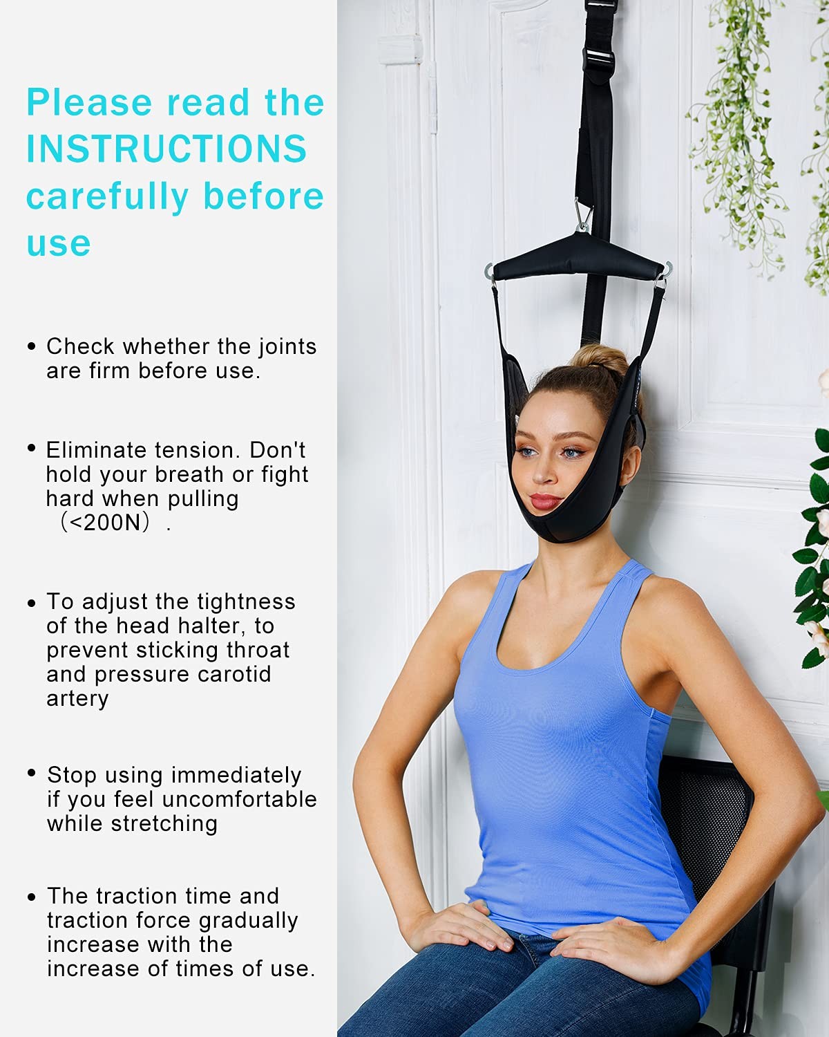 Cervical Neck Traction Device Over Door for Home Use, Portable Neck Stretcher…