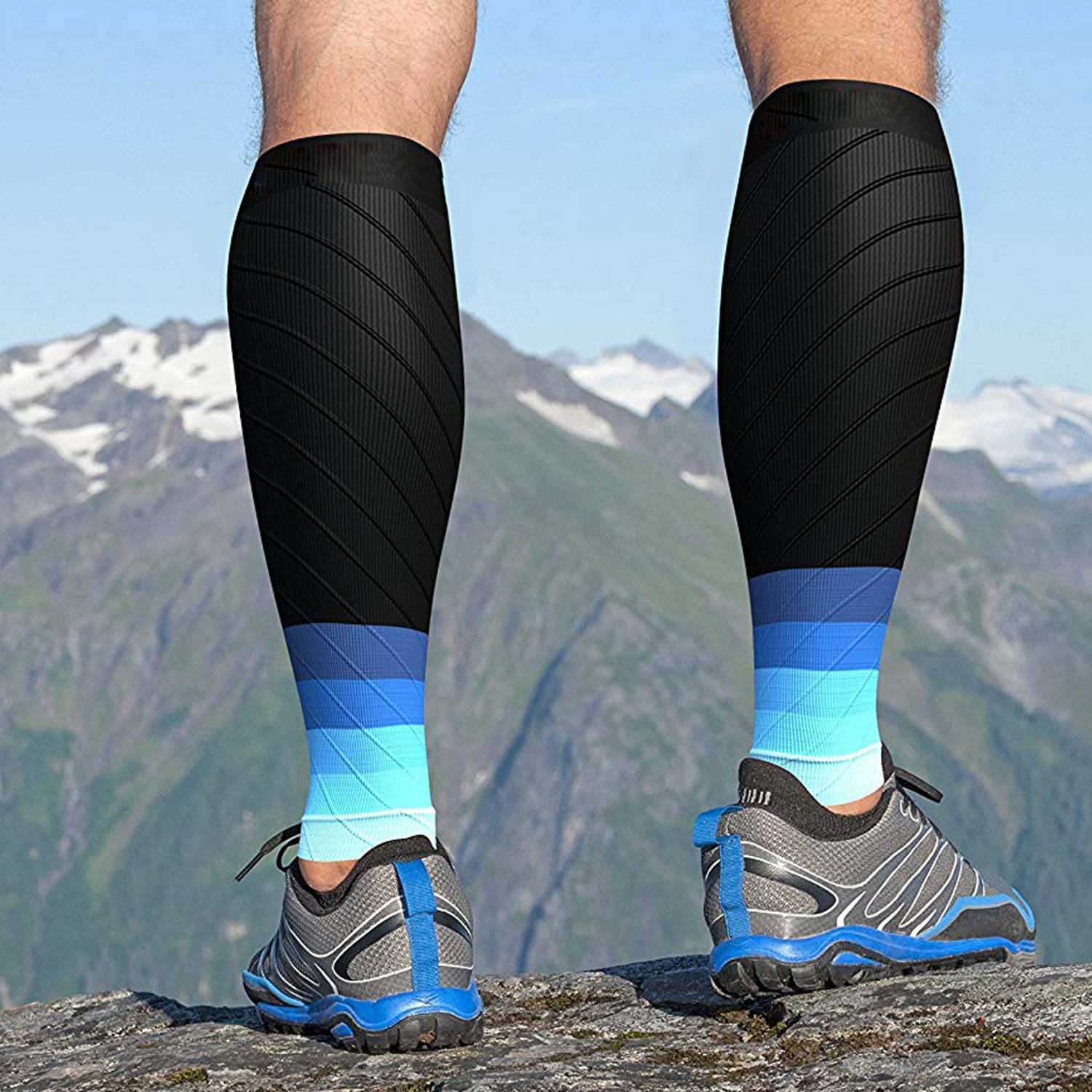 Pair Compression Socks Calf Sleeve Leg Support Brace 15-25mmHg Men Women Sports
