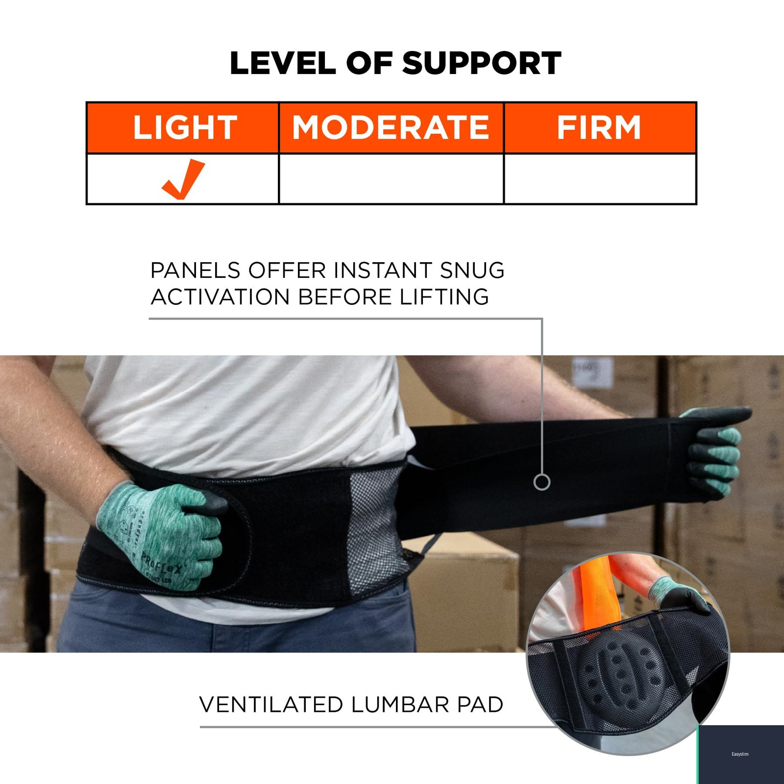 Back Support Brace Mesh X-Large Black Contoured Lumbar Pad Breathable