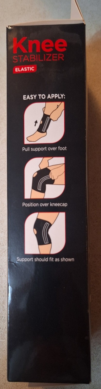 EQUATE ELASTIC KNEE STABILIZER – L/XL – BLACK – 1 SUPPORT