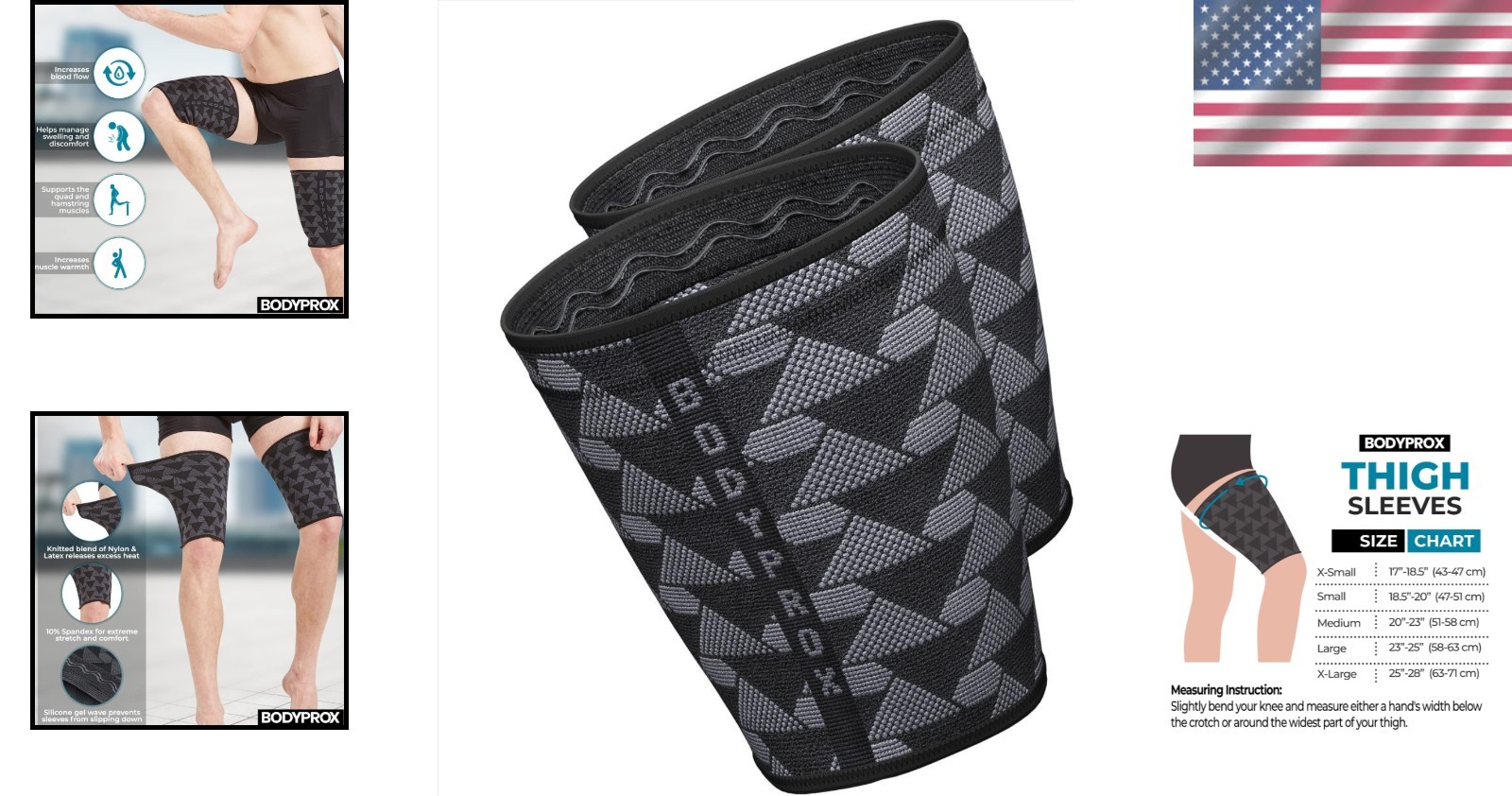 Black Thigh Compression Sleeves – Enhance Workout Performance & Recovery
