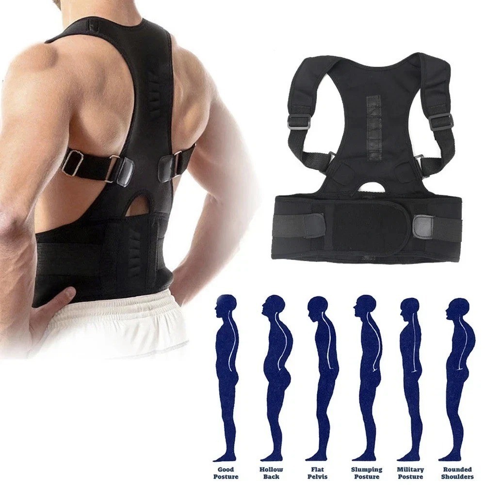 Posture Corrector Support Magnetic Back Shoulder Brace Belt Band for Men Women S