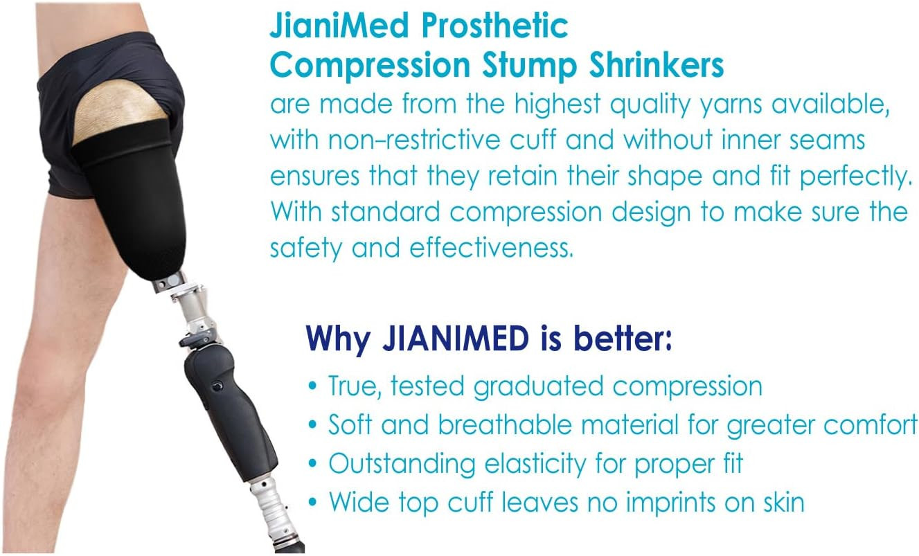Prosthetic Stump Shrinkers–Above Knee, 35cm, Compression, Amputee Socks, 20-30,