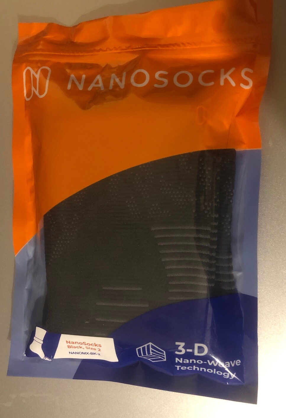 Nanosocks 3D Nano-Weave Technology Black Size 2 Adult Compression Socks