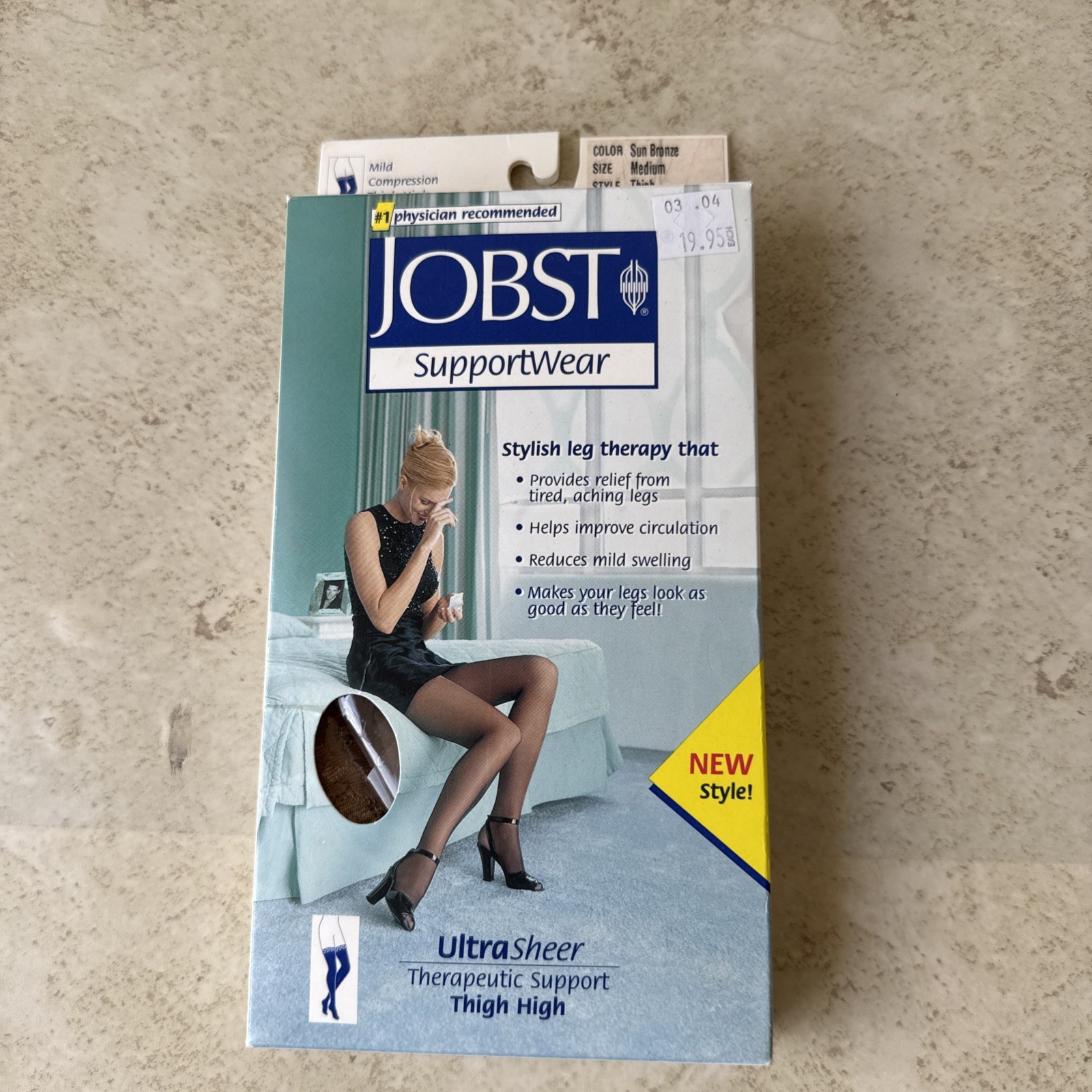 JOBST SupportWear Mild Compression 8-15 mmHg Knee High Sun Bronze shoe size 7-9