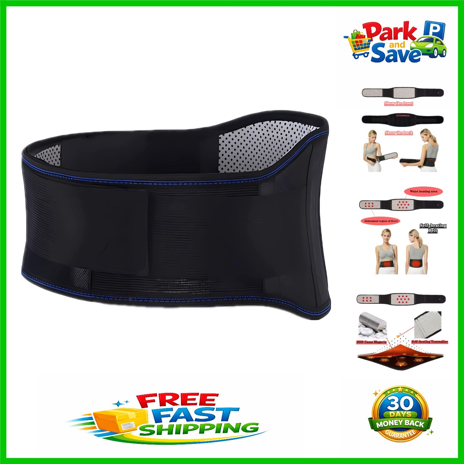 Effective X-Large Lower Back Support Belt with Self-Heating and Magnetic Therapy
