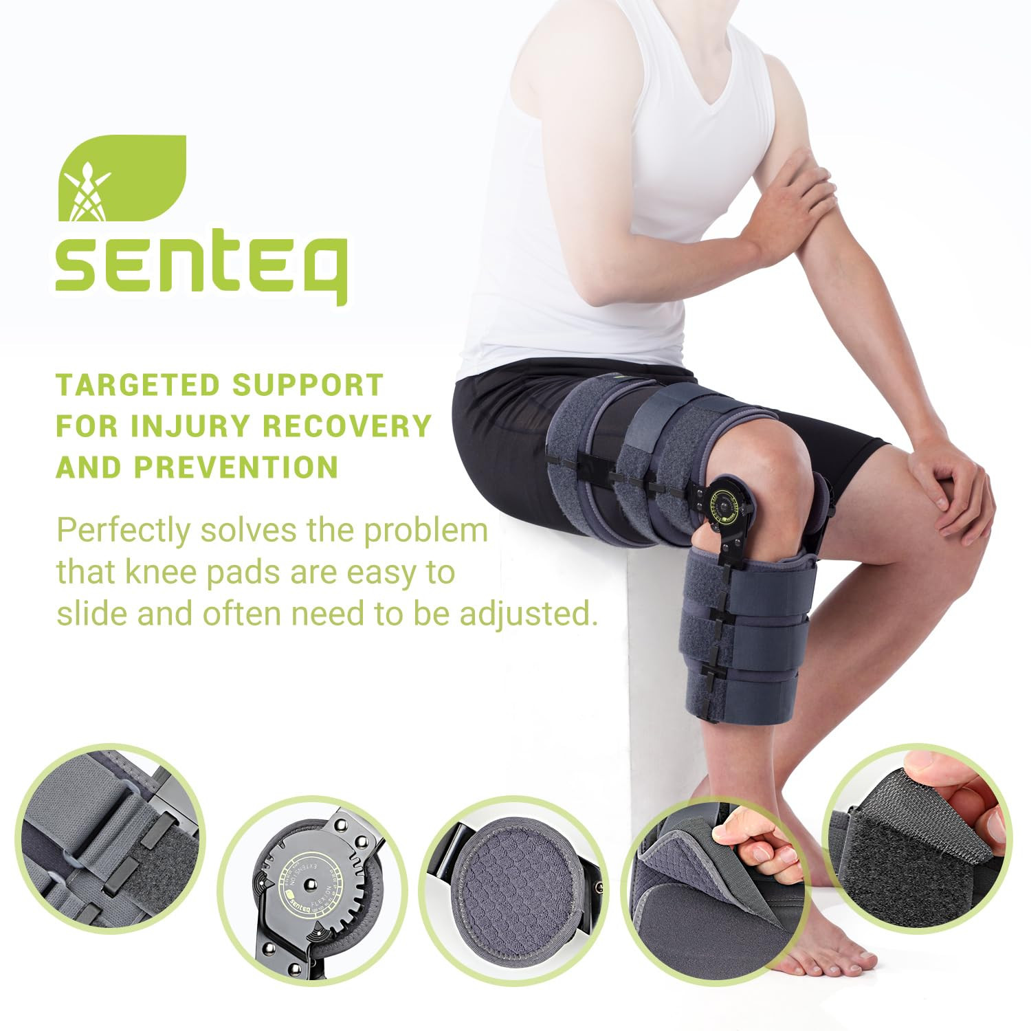 Adjustable ROM Knee Brace for Post-Op Support – Left & Right Leg, Unisex