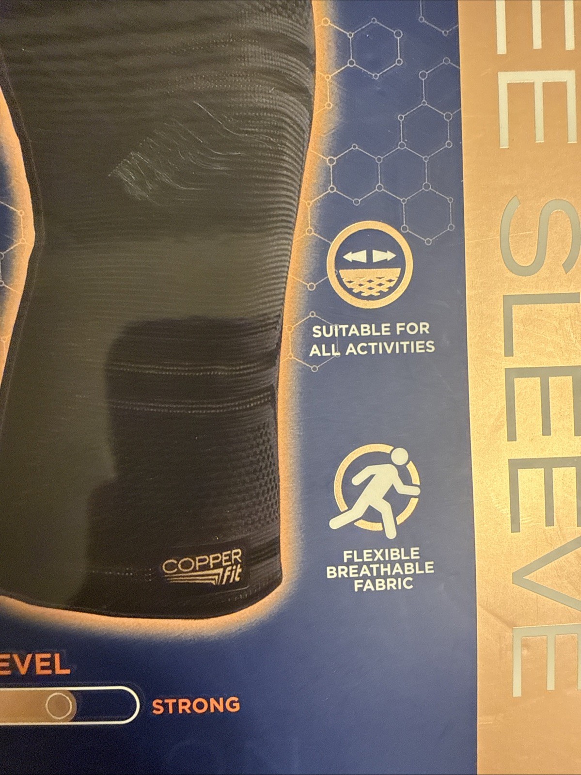 Elite Copper Fit Compression KNEE Sleeve w Airflow Tech L/XL 16”-20” 2 Pack NIB