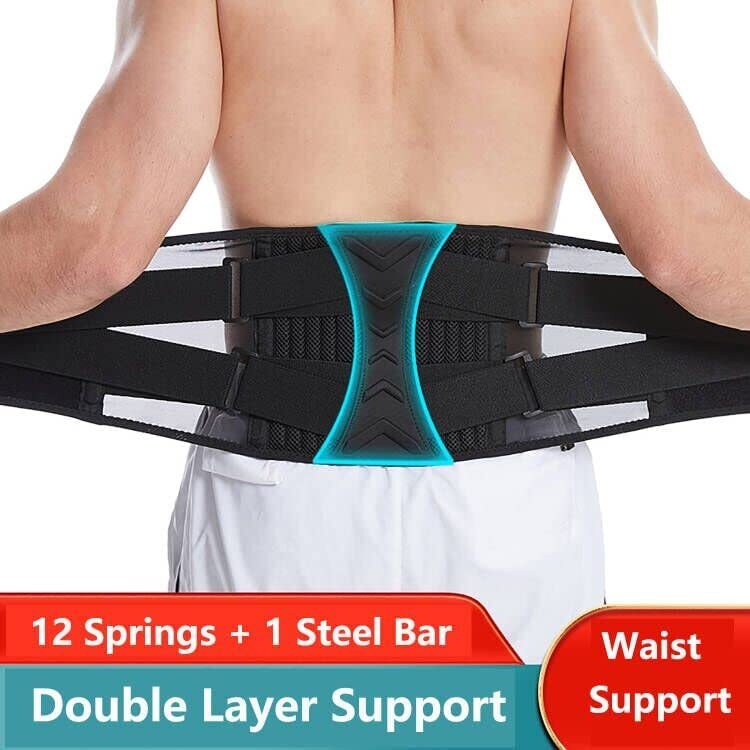 Lumbar Support Breathable Back Brace Lower Waist Back Belt Straps Pain Relief