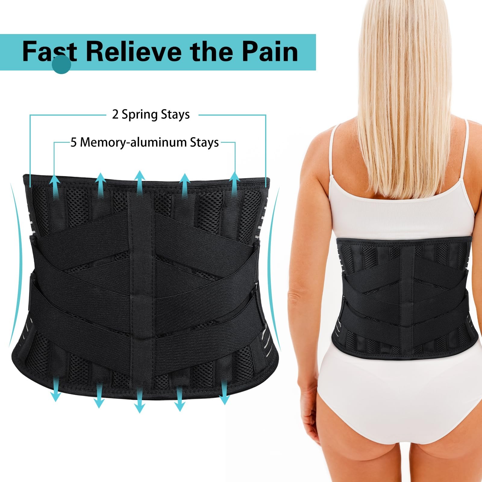 Back Brace for Lower Back Pain Relief, Anti-skid Lumbar Support Belt With Mes…