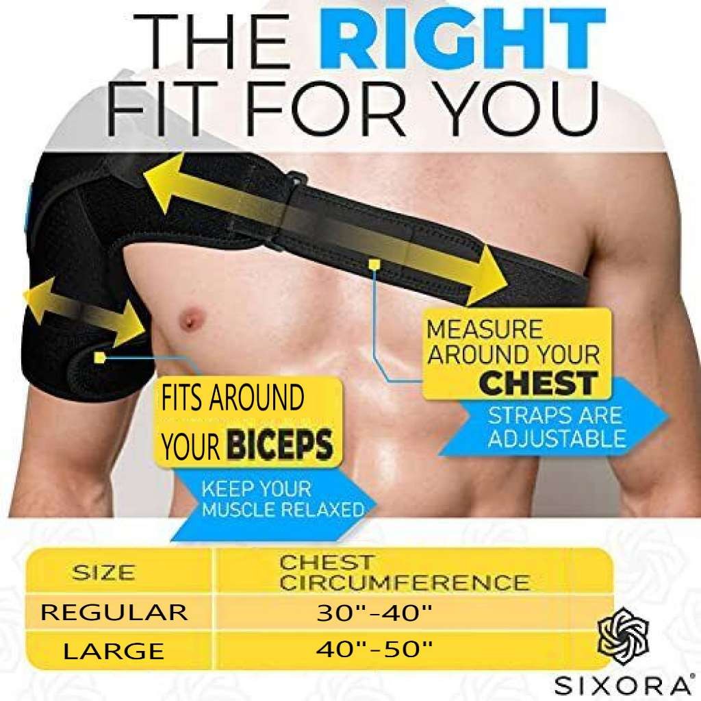 Sixora Shoulder Brace Adjustable Shoulder Strap (Black) Regular Size 30″-40″