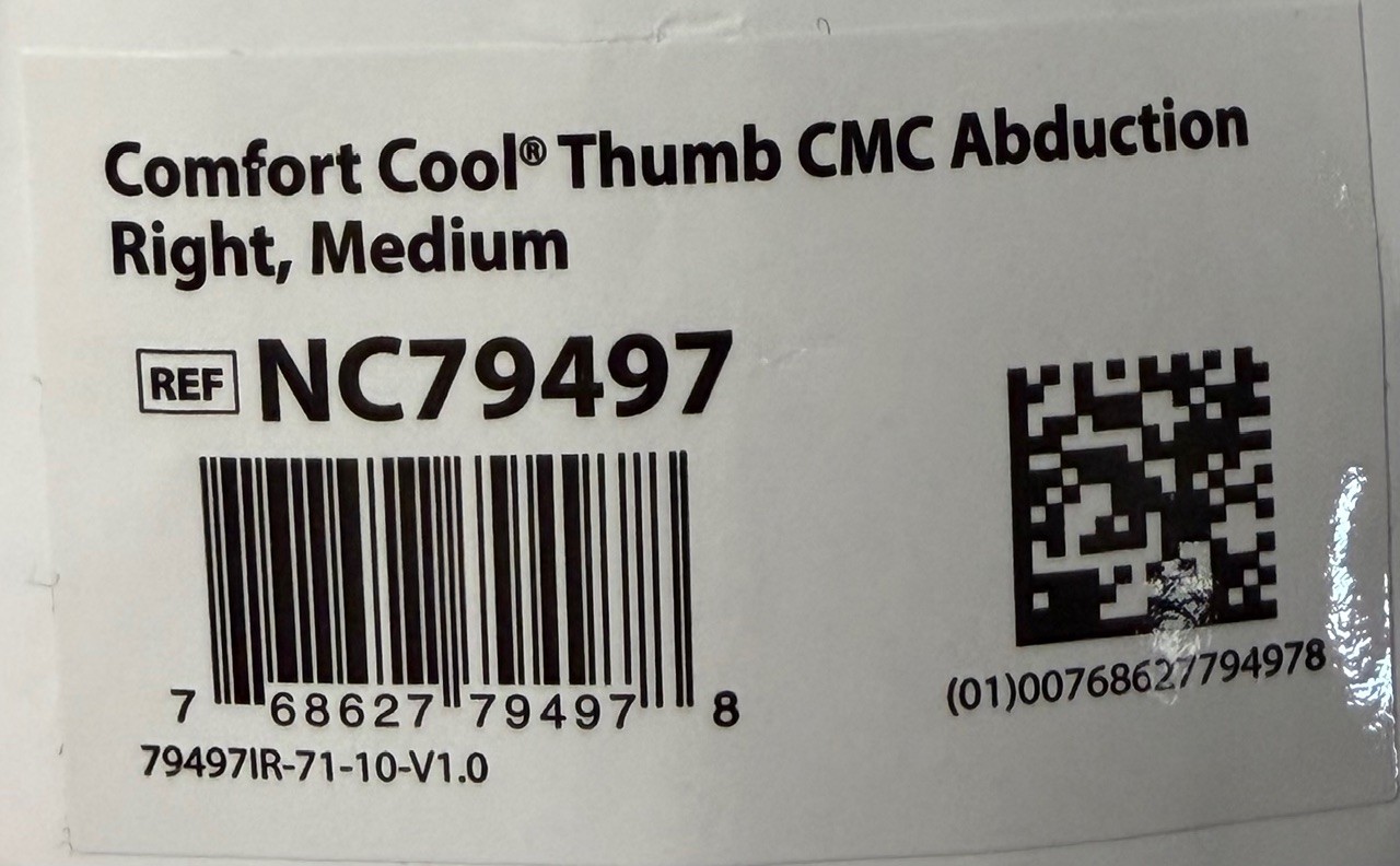 Comfort Cool Thumb CMC Abduction Brace Right Medium Splint Support NC79497