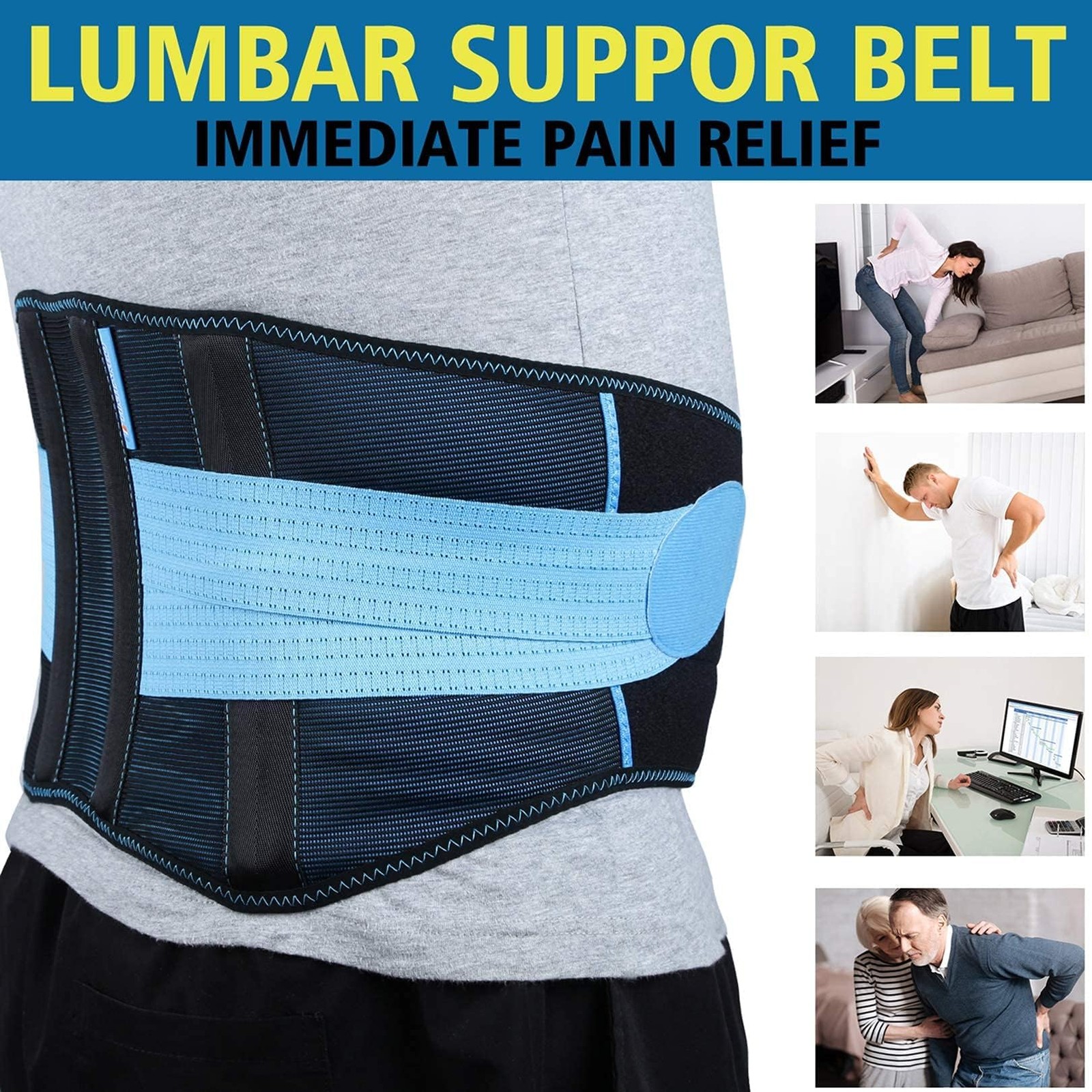 T TIMTAKBO 2.0 Version Lower Back Brace for Large/X-Large (Pack of 1), Blue