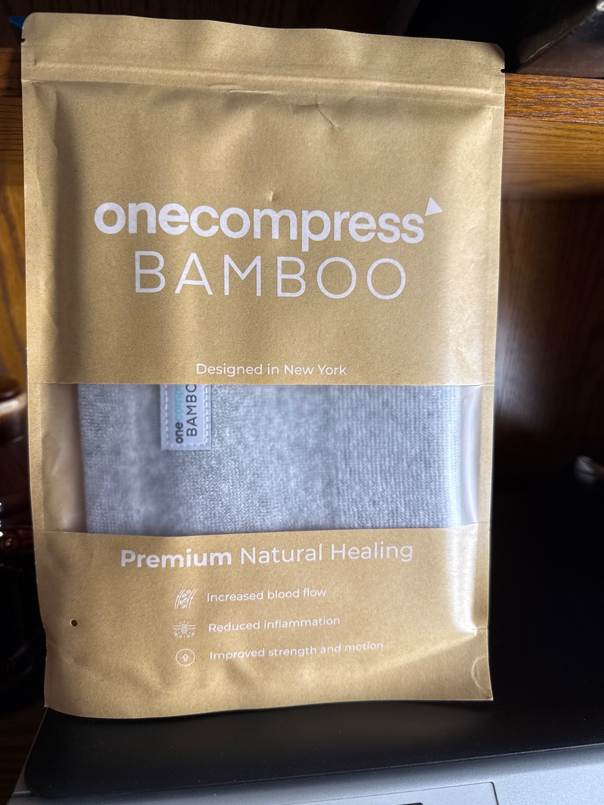 One Compress Premium natural healing Bamboo compression knee sleeve (3xl gray)