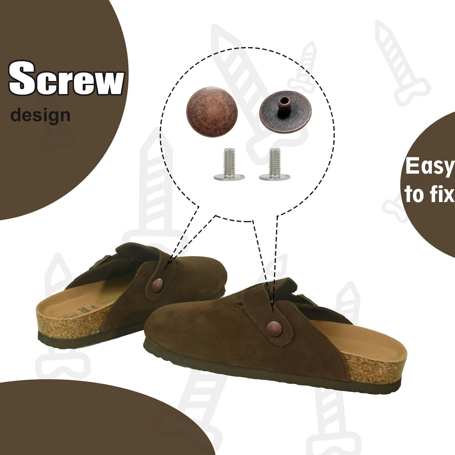 6 Pack Replacement Rivets for Birkenstock Clogs Button Boston Red Bronze