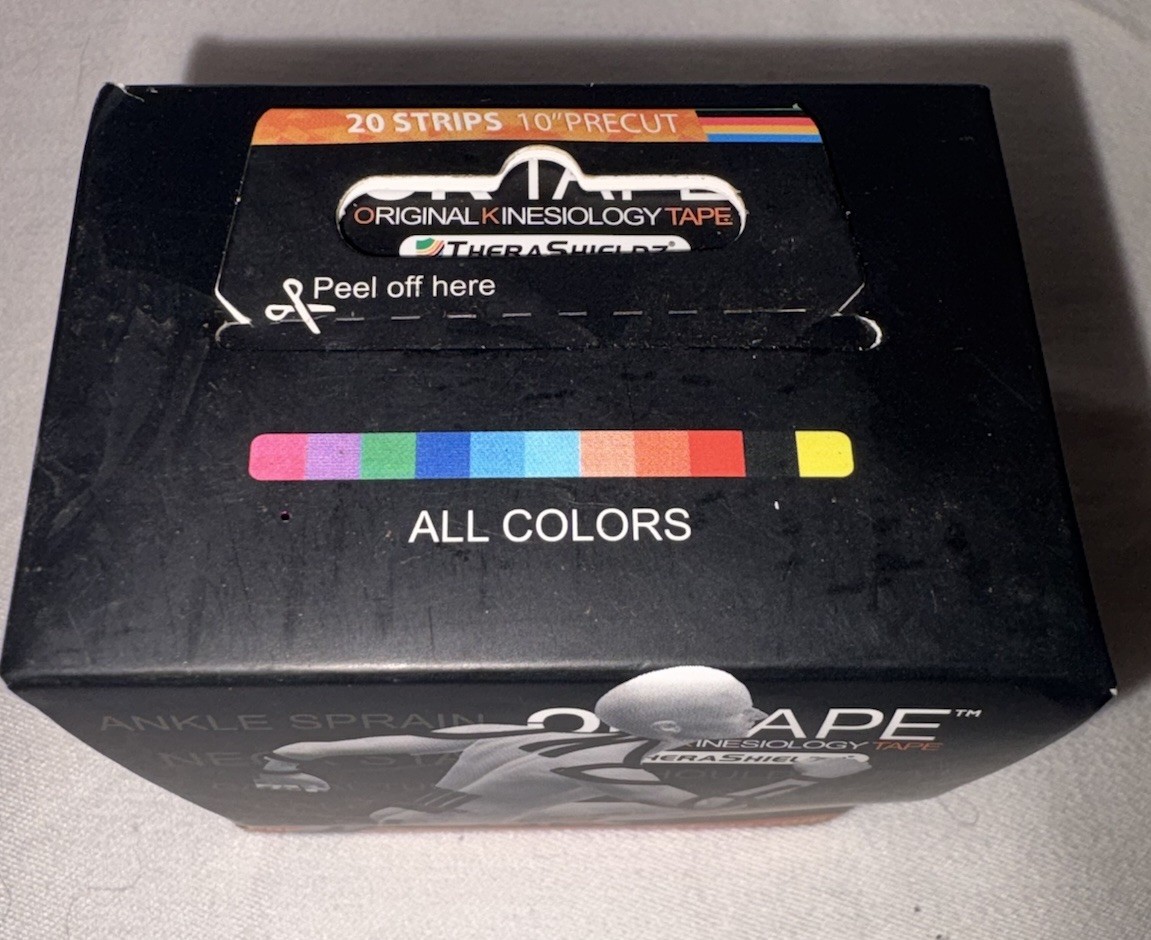 OK TAPE Kinesiology Tape 10 inches Precut 20 Strips Cotton Elastic Black NEW