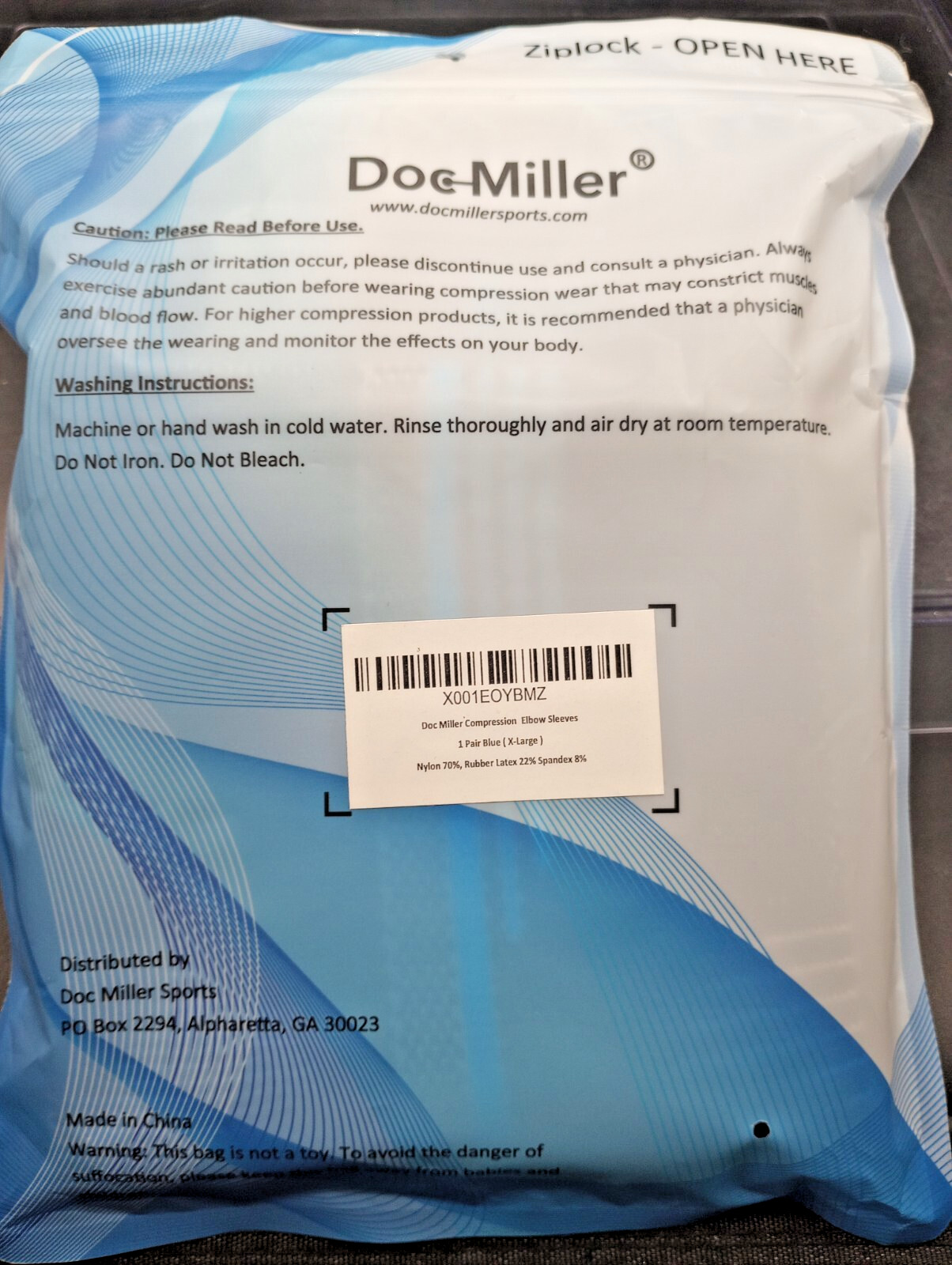 (1 Pair) Doc Miller – Compression Elbow Brace – XLARGE – Blue.