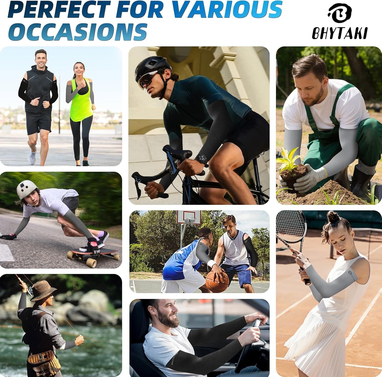UV Sun Protection Arm Sleeves UPF 50 Cooling Compression Sleeves