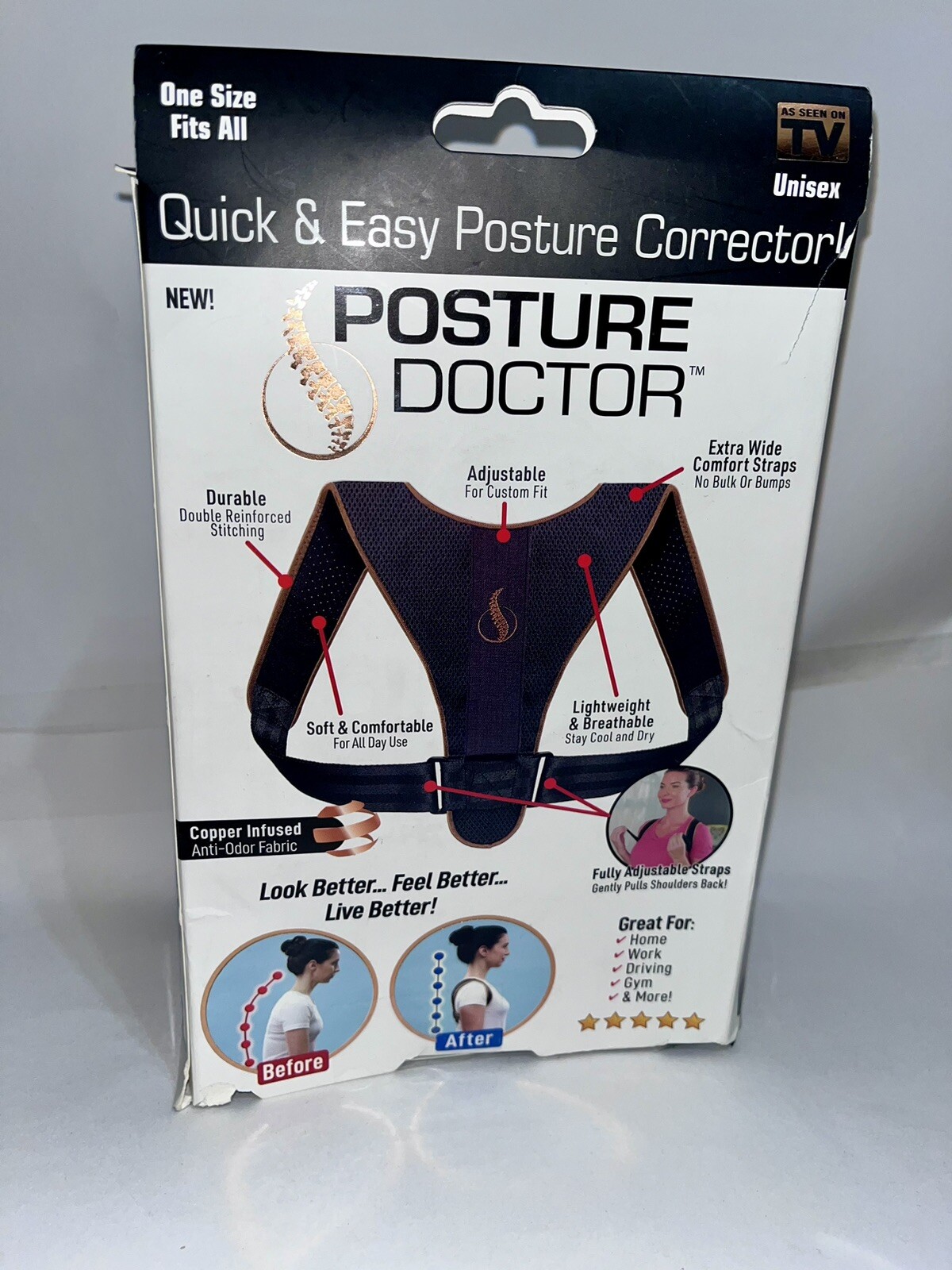 Ontel Posture Doctor Quick & Easy Posture Corrector For Men & Women – Black