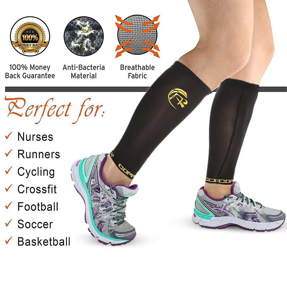 Copper Leg Calf Support Brace Sleeve Compression Sleeve Sports Pain Relief Wrap
