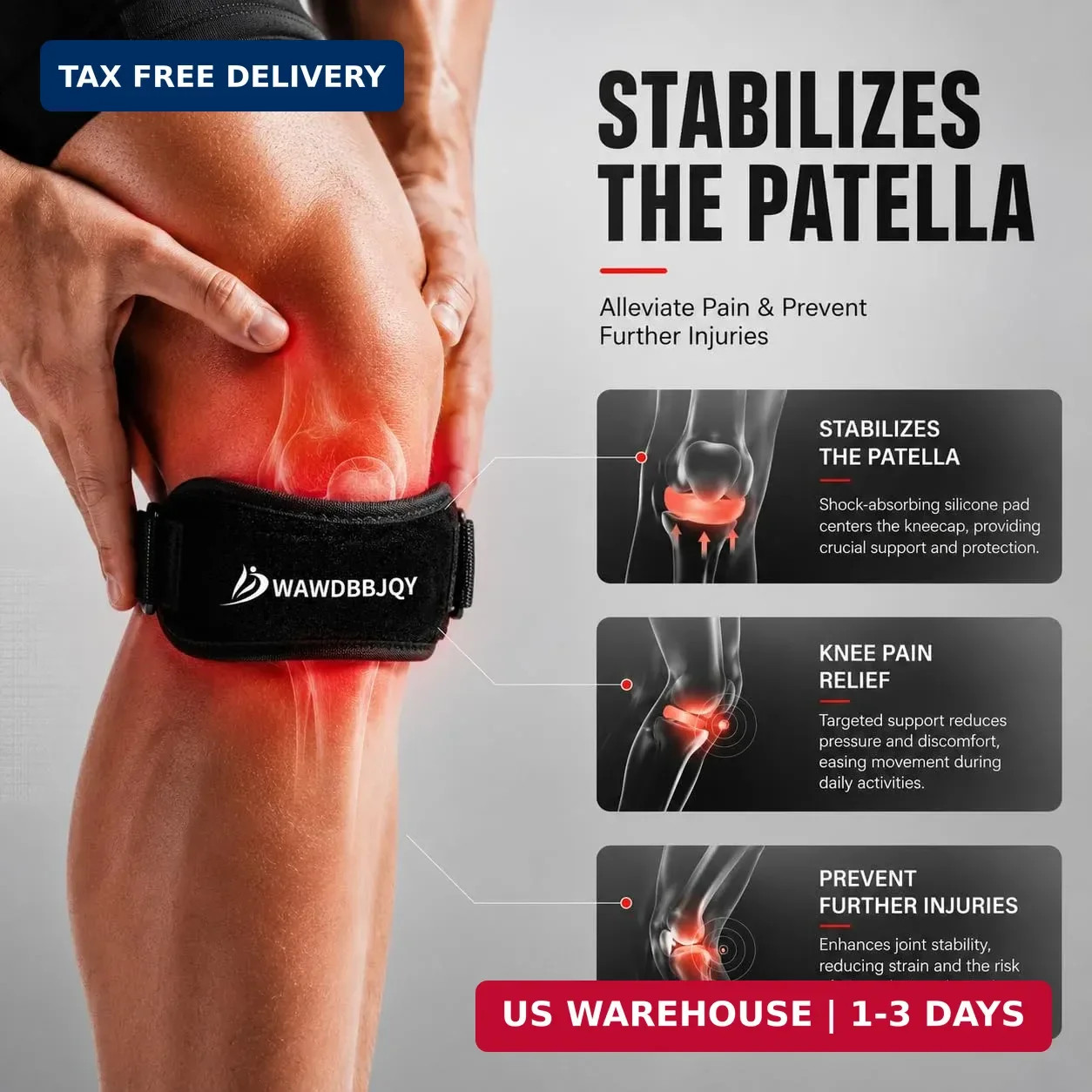 2 pc,Patellar Tendon Support Strap for Knee Pain Relief | Adjustable, Knee Strap
