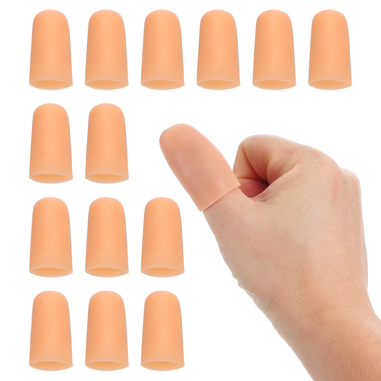 1.6″ Silicone Gel Finger Cots, 14 Pcs Fingertips Sleeve Protector, Beige