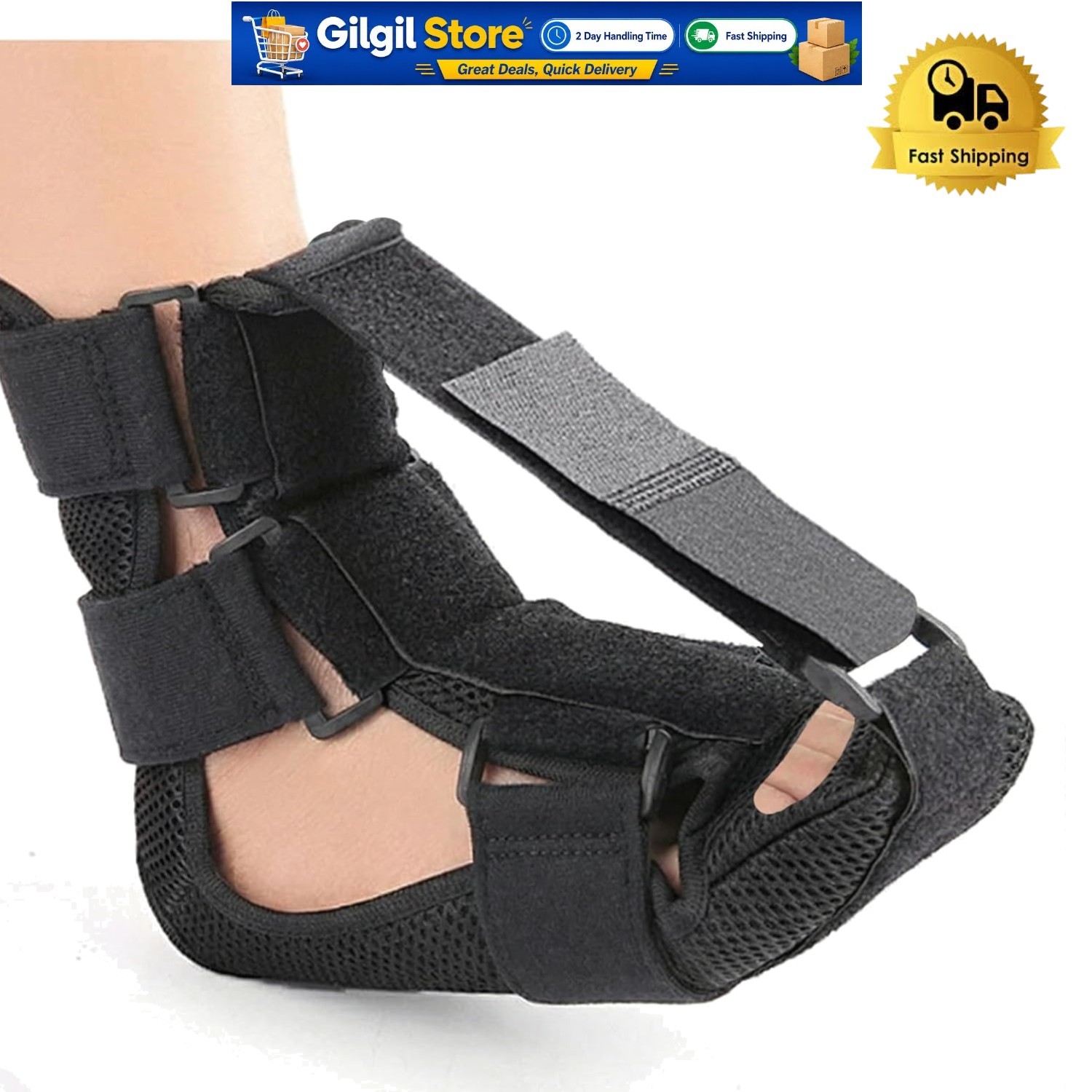 Nighttime Plantar Fasciitis Brace – Adjustable Soft Support for Foot Drop Relief