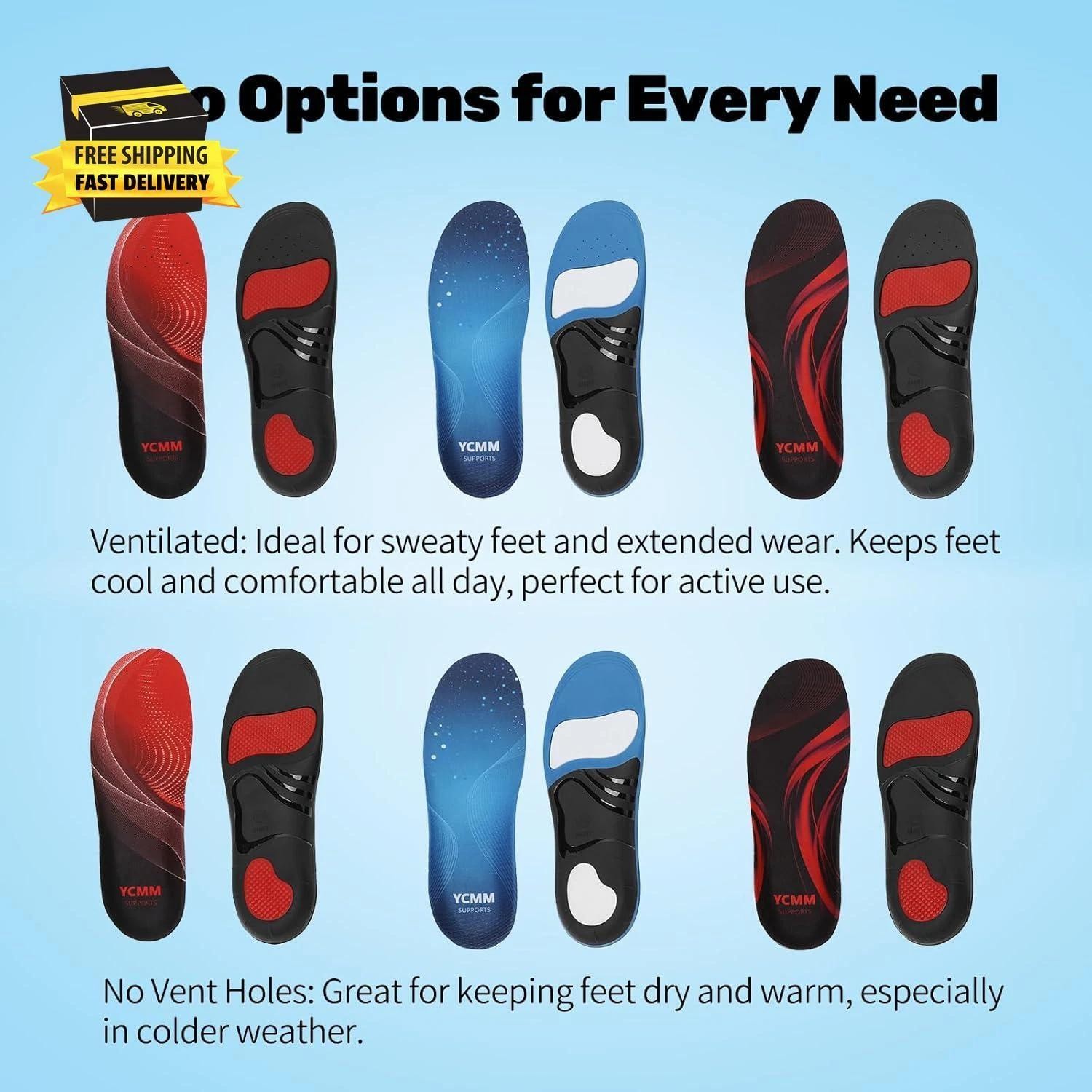 Heavy-duty Orthotic Insoles for Plantar Fasciitis Relief 220+ Lbs 1.4-inch High