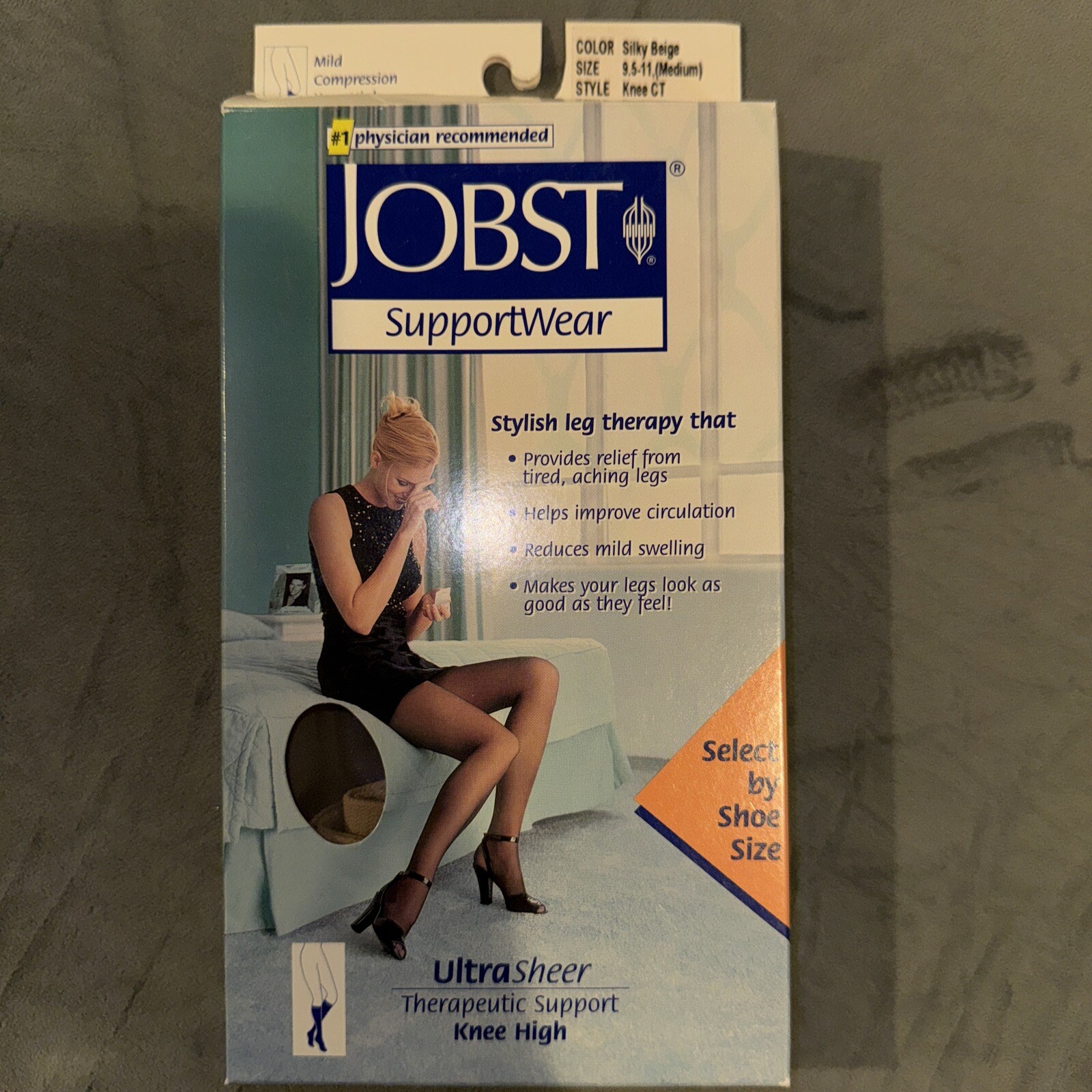 JOBST UltraSheer Knee High Compression Stockings Silky Beige 8-15 mmHg Sz 9.5-11