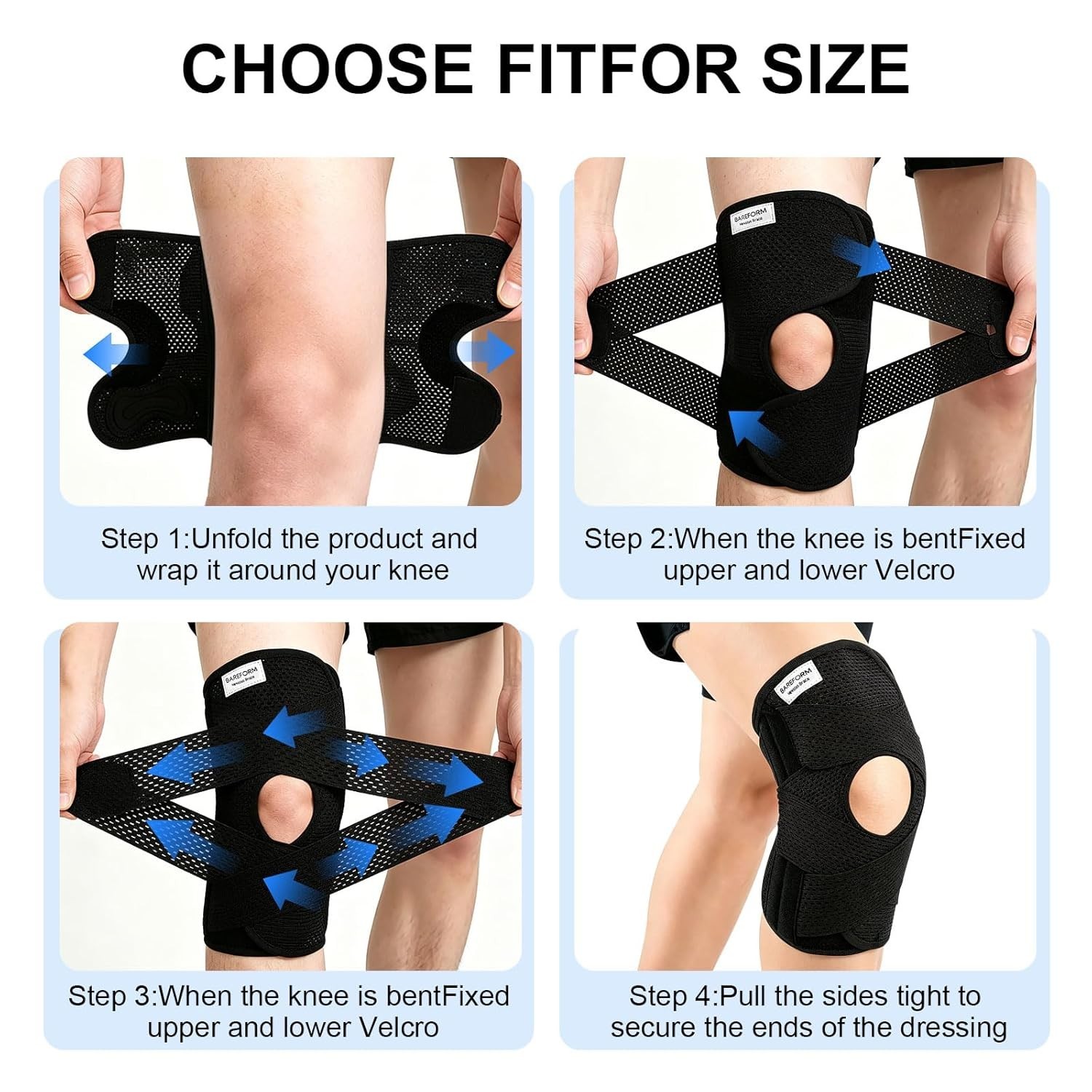 Knee Brace Meniscus Support, Open Patella Design, Size M XXL, Unisex, Suitable